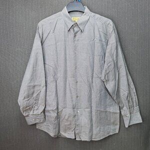 Tricots St Raphael XL Mens Long Sleeve Shirt Gray Houndstooth Cotton Blend